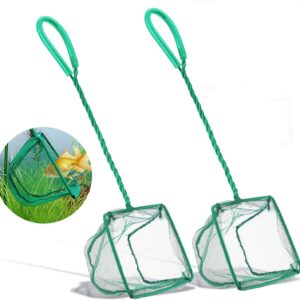 fish-nets 2-Pack DSSPORT Aquarium Fish Nets – 4-Inch Small Mesh Catch Nets with Plastic Handle (Pine Green)