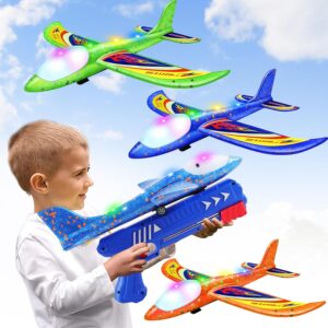 foam-airplane-launcher 3-Pack Foam Glider Airplane Launcher Toys – Dual Flight Modes for Kids Ages 3–12 | Outdoor Flying Toy Planes with Launcher | Perfect Gifts for Boys & Girls