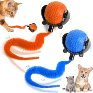 interactive-cat-toy 2PCS Interactive Speedy Tail Balls – Auto-Rolling Cat Toys with Dual Speed Modes (Blue + Orange)