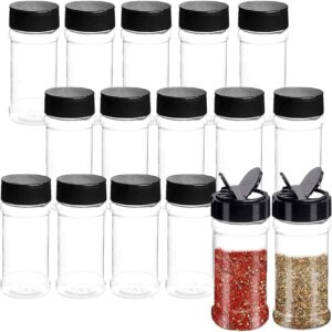 spice-containers 16-Pack 3.5oz Clear Spice Jars with Dual-Use Black Lids – Pour or Shake Seasoning Containers for Kitchen & Travel